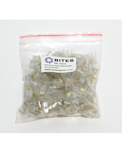 US010A (100шт). Телефонный разъем 4P4C (RJ-11). 5bites в Петропавловске-Камчатском