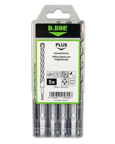 Набор буров SDS-plus V PLUS 5шт, 2-cutting (242030): Набор буров SDS-plus (6х110 мм; 6,8,10,12х160 мм) в Петропавловске-Камчатском
