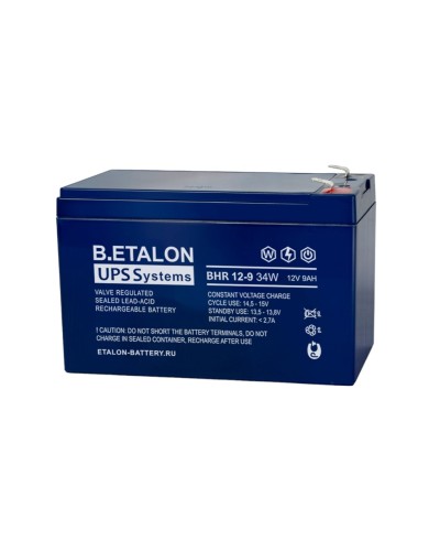B.ETALON BHR 12-9 34W. Аккумулятор герметичный свинцово-кислотный. ETALON в Петропавловске-Камчатском