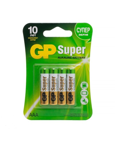 GP Super Alkaline 24A AAA (GP 24A-2CR4), упак. 4 шт. БЛИСТЕР. Алкалиновые батарейки. GP Batteries в Петропавловске-Камчатском