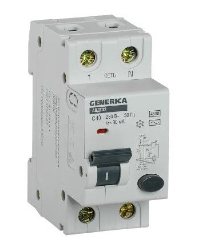 GENERICA АВДТ 32 C40 2Р 30мА (MAD25-5-040-C-30). Автоматический выключатель дифференциального тока. IEK в Петропавловске-Камчатском