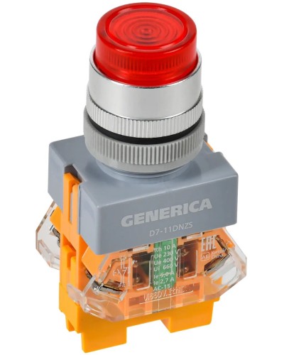 Кнопка D7-11DNZS d=22мм красная GENERICA (BBT50-11DNZS-3-11-K04-G). Кнопка управления с подсветкой и фиксацией. IEK в Петропавловске-Камчатском