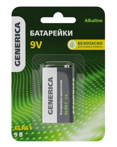 Батарейка Alkaline 6LR61 9V GENERICA (ABT-6LR619V-ST-L02-G). Батарейка щелочная. IEK в Петропавловске-Камчатском