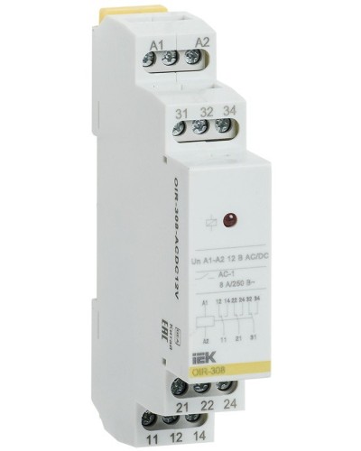 Реле промежуточное модульное OIR 3 контакта 8А 230В AC (OIR-308-AC230V). Реле промежуточное модульное. IEK в Петропавловске-Камчатском