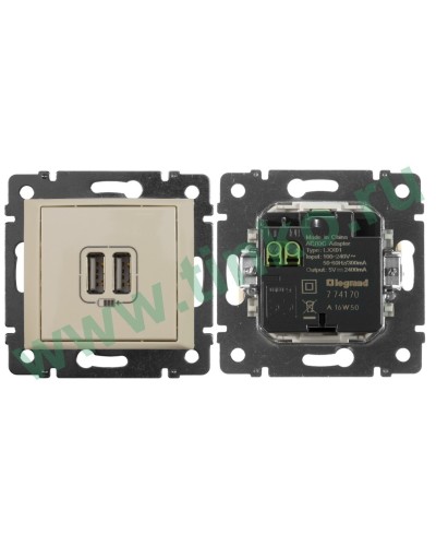 Розетка Valena двойная, USB, слоновая кость (774170). Розетка. LegranD в Петропавловске-Камчатском