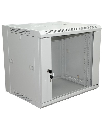 Шкаф телекоммуникационный 19 настенный 9U 600×450×500 мм (ШxГxВ) - передняя дверь стекло, боковые стенки съемные (разобранный) RAL 7035 (04-2201). Шкаф телекоммуникационный 19 настенный 9U. Rexant в Петропавловске-Камчатском