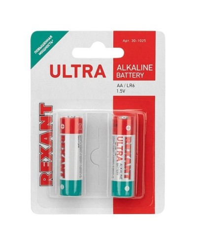 Ультра алкалиновая батарейка AA/LR6 1,5 V 2 шт. блистер REXANT (30-1025). Элемент питания. Rexant в Петропавловске-Камчатском