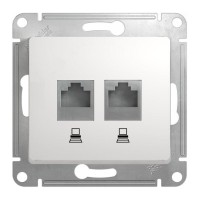 Glossa розетка RJ45+RJ45 2-местная, кат. 5Е, скрытой установки, механизм, белый (GSL000185KK). Розетка компьютерная. Systeme Electric