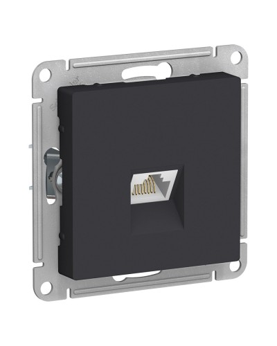 AtlasDesign розетка RJ45, кат. 5Е, 1-местная, скрытой установки, механизм, карбон (ATN001083). Розетка компьютерная. Systeme Electric в Петропавловске-Камчатском