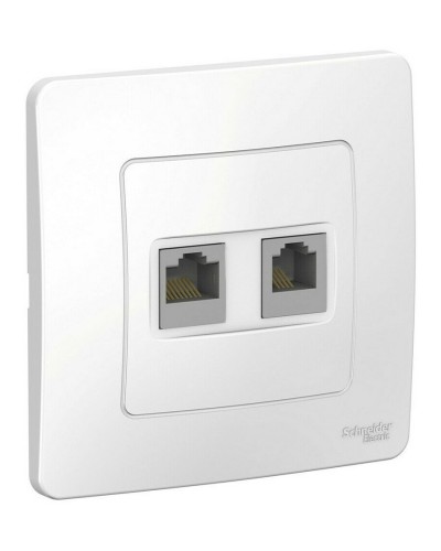BLANCA розетка RJ45+RJ11 2-местная, кат. 5Е, скрытой установки, белый (BLNIS045111). Розетка компьютерная + телефонная. Systeme Electric в Петропавловске-Камчатском