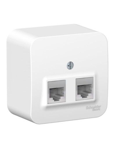 BLANCA розетка RJ11+RJ45, 2-местная, кат. 5Е, открытой установки, белый (BLNIA045111). Розетка компьютерная + телефонная с изолированной пластиной. Systeme Electric в Петропавловске-Камчатском