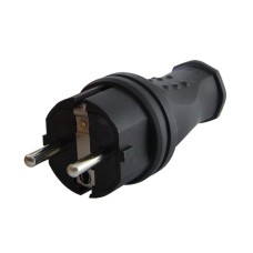 Вилка прямая 2Р+РЕ 16А 250В IP44 (SQ0612-0031). Вилка прямая каучук. TDM ЕLECTRIC
