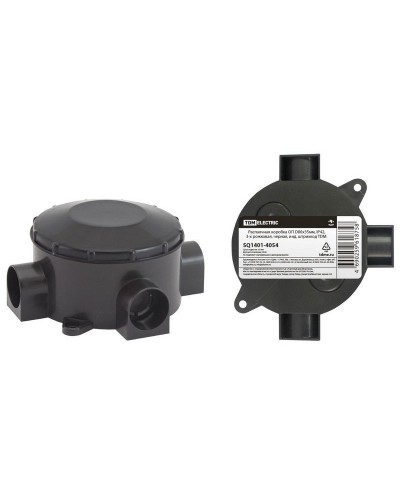 Распаячная коробка ОП D80х35мм, IP42, 3-х рожковая, черная TDM (SQ1401-4054). Распаячная коробка ОП. TDM ЕLECTRIC в Петропавловске-Камчатском