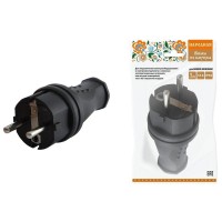 Вилка прямая 2Р+РЕ 16А 250В IP44 (SQ0612-0001). Вилка прямая каучук. TDM ЕLECTRIC