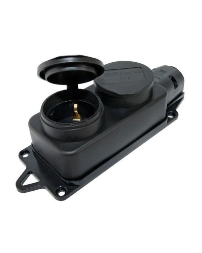 Розетка двухместная 2Р+РЕ 16А 250В IP44 (SQ0612-0037). Розетка двухместная с заглушками каучук. TDM ЕLECTRIC в Петропавловске-Камчатском