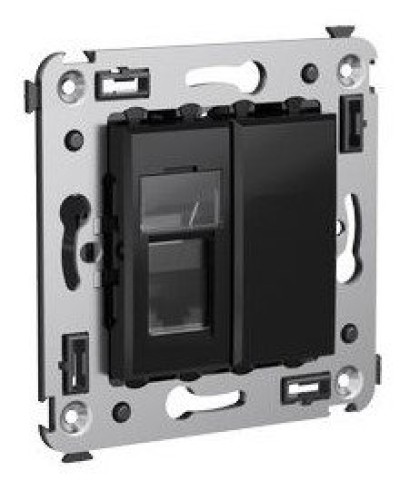 Розетка RJ-45 в стену Avanti одинарная черный квадрат (4402463). Розетка компьютерная. ДКС в Петропавловске-Камчатском