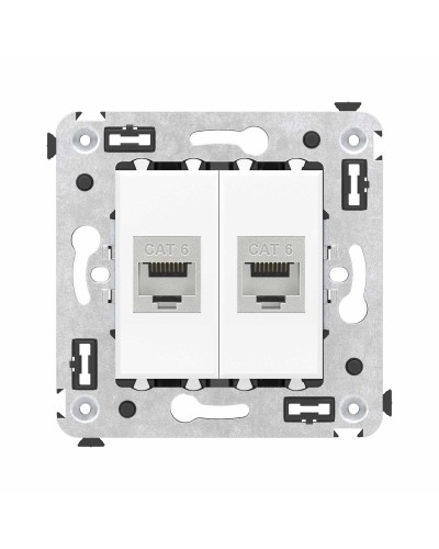 Розетка RJ-45 в стену, кат.6E, Avanti, двойная, белое облако (4400794). Розетка компьютерная модульная. ДКС в Петропавловске-Камчатском