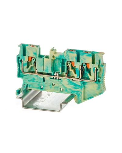 Клемма заземления, 3 точки подключения, 2.5 кв.мм (VPR-2.5-TWIN-PE-YG). Клемма заземления, зажим push-in. ДКС в Петропавловске-Камчатском