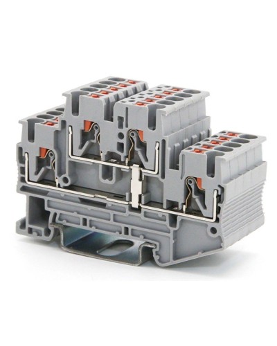 Клемма двухуровневая, зажим push-in, 2.5 кв.мм, серая (VPRTT-2.5-PV-GY). Клемма проходная, 4 точки подключения, уровни соединены перемычкой. ДКС в Петропавловске-Камчатском