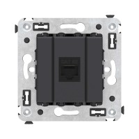 Розетка RJ-45 в стену, кат.5E, Avanti, одинарная, черная матовая (4412663). Розетка компьютерная. ДКС