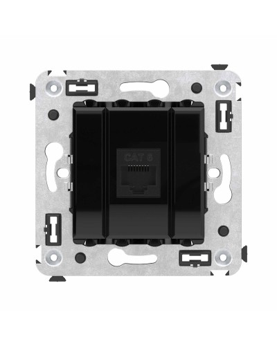 Розетка RJ-45 в стену, кат.6E, Avanti, одинарная, черный квадрат (4402693). Розетка компьютерная. ДКС в Петропавловске-Камчатском
