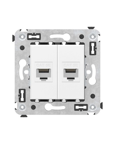 Розетка RJ-45 в стену, кат.5E, Avanti, двойная, белое облако (4400664). Розетка компьютерная. ДКС в Петропавловске-Камчатском