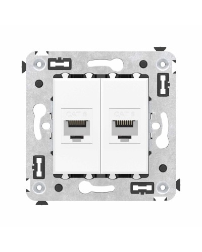 Розетка RJ-45 в стену, кат.6E, Avanti, двойная, белое облако (4400694). Розетка компьютерная. ДКС в Петропавловске-Камчатском