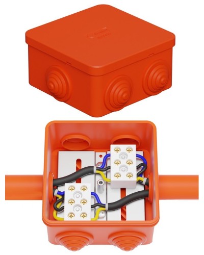 Коробка JBS080 85х85х50, 6 вых., 3P (0,15-4,0 мм²) (43101HF). Коробка монтажная, огнестойкая, без галогена. Экопласт в Петропавловске-Камчатском