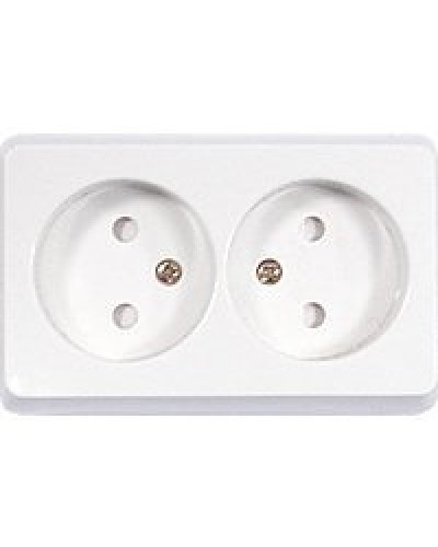 Розетка двойная открытой установки без з/к, белый, LK Standard (813604). Розетка без заземляющих контактов с защитными шторками. Экопласт в Петропавловске-Камчатском