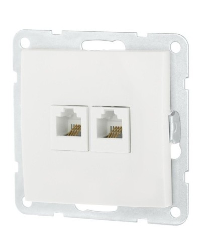 Розетка телефонная двойная 2xRJ-12 с накладкой, белый LK60 (865604-1). Розетка телефонная. Экопласт в Петропавловске-Камчатском