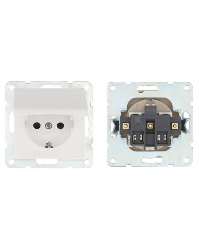 Розетка с з/к, шторками и крышкой, белый LK80 (843404-1). Розетка. Экопласт в Петропавловске-Камчатском