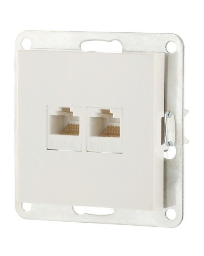 Розетка 2xRJ-45 кат.5е с накладкой, белый LK80 (846204-1). Розетка компьютерная двойная. Экопласт в Петропавловске-Камчатском