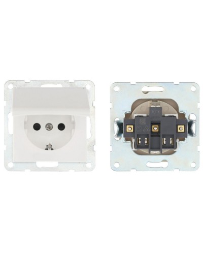 Розетка с з/к, шторками и крышкой, белый LK60 (863404-1). Розетка. Экопласт в Петропавловске-Камчатском